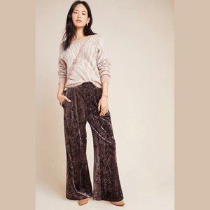 Anthropologie Luxe Lounge Crushed Velvet Pants M